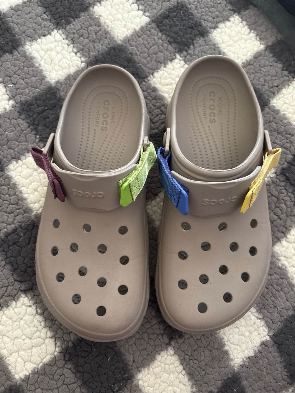 Crocs Classic All-Terrain Clogs Mens 12 Beige Adjustable Turbo Strap Shoes